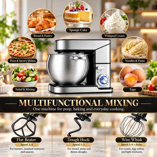 12L 3-in-1 Stand Mixer – Multi-Function Baking Mixer