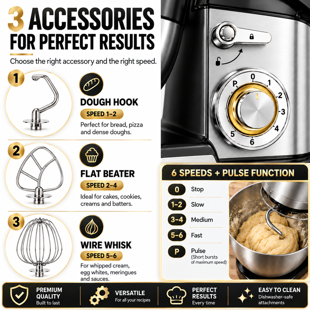 12L 3-in-1 Stand Mixer – Multi-Function Baking Mixer