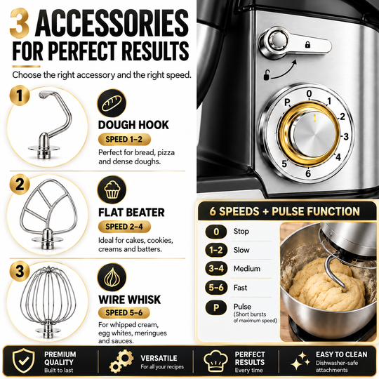 12L 3-in-1 Stand Mixer – Multi-Function Baking Mixer