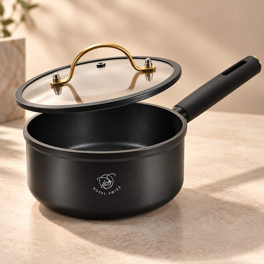 Royal Swiss Black Glory Saucepan with glass lid