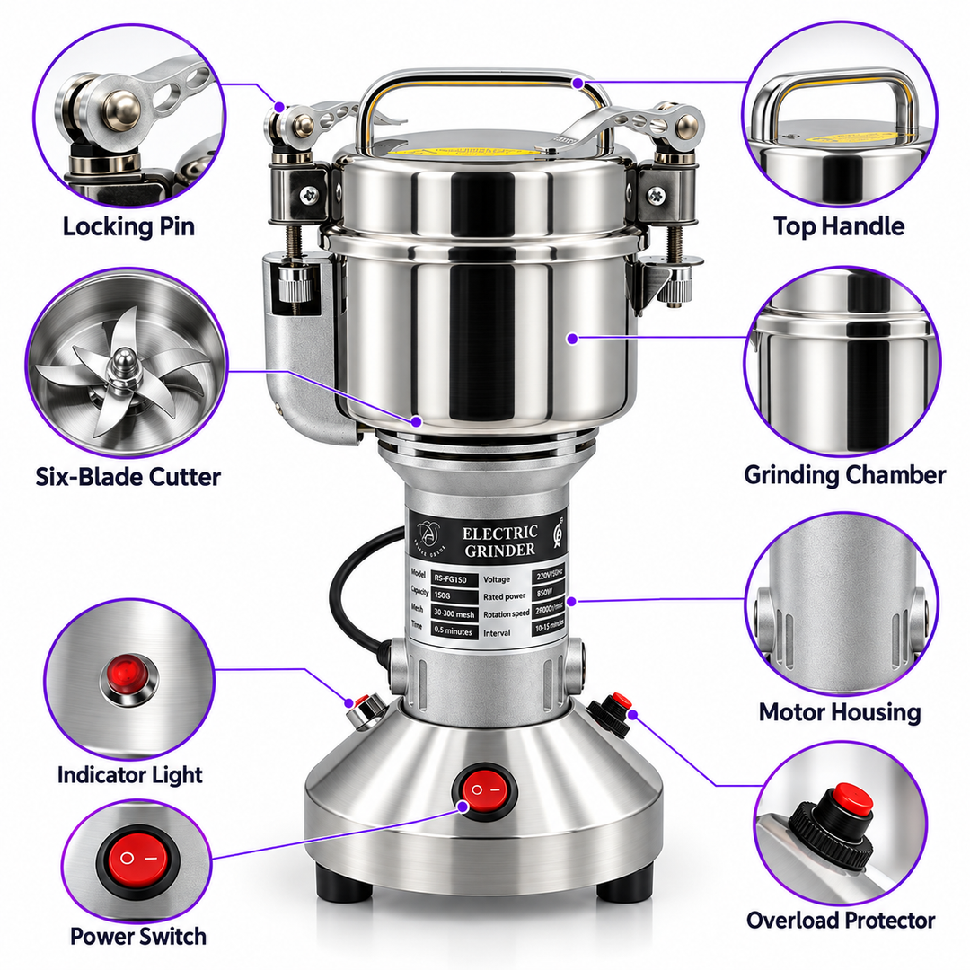 Electric Spice &amp; Grain Grinder – 150g / 350g / 1000g