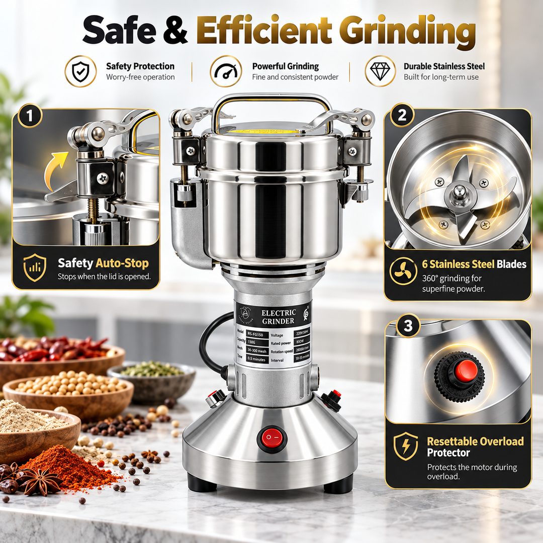 Electric Spice &amp; Grain Grinder – 150g / 350g / 1000g