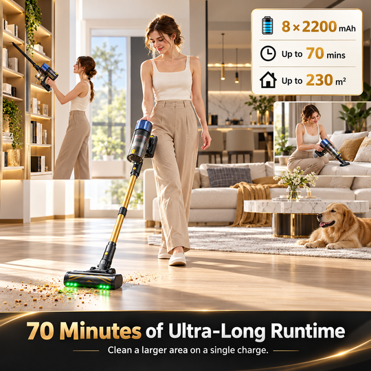 Proscenic P15 Cordless Stick Vacuum – 580W, 70-Min Runtime