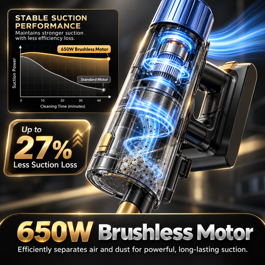 Proscenic P15 Cordless Stick Vacuum – 580W, 70-Min Runtime