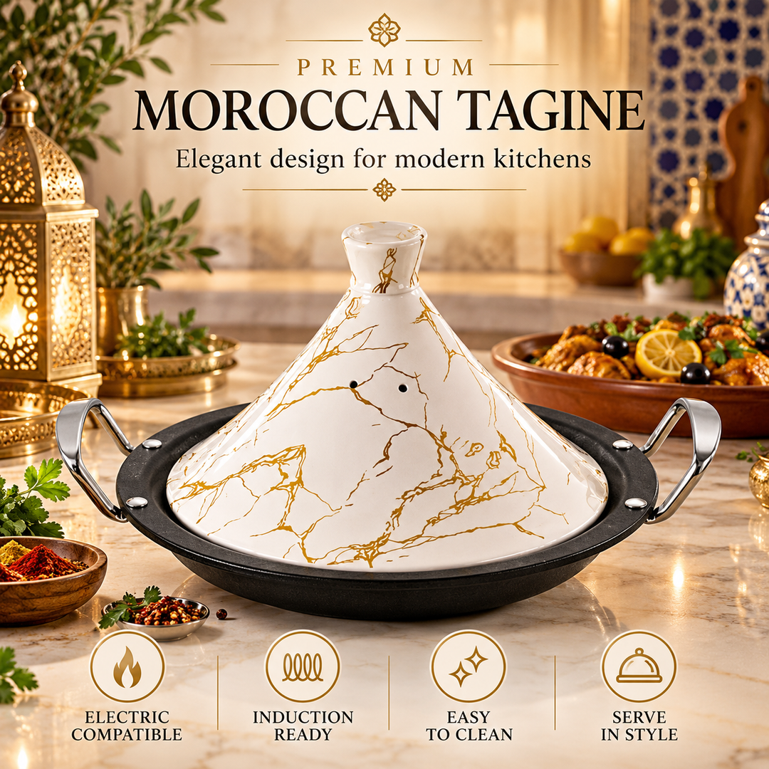 Tajine 32 cm – Induction Compatible, Non-Stick, Porcelain Lid