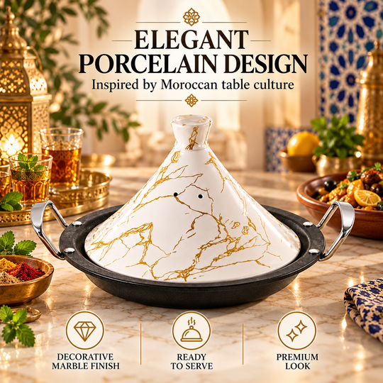 Tajine 32 cm – Induction Compatible, Non-Stick, Porcelain Lid
