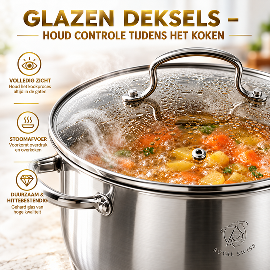 8-Piece Belly-Shaped Stainless Steel Casserole Set – 4 Pots with Lids