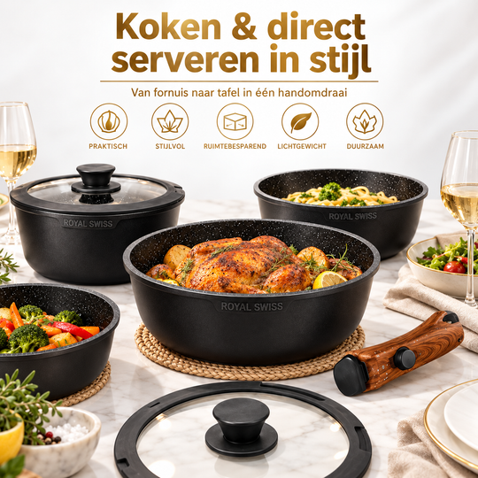 Royal Swiss 9-Piece Detachable Cookware Set Black image 4 