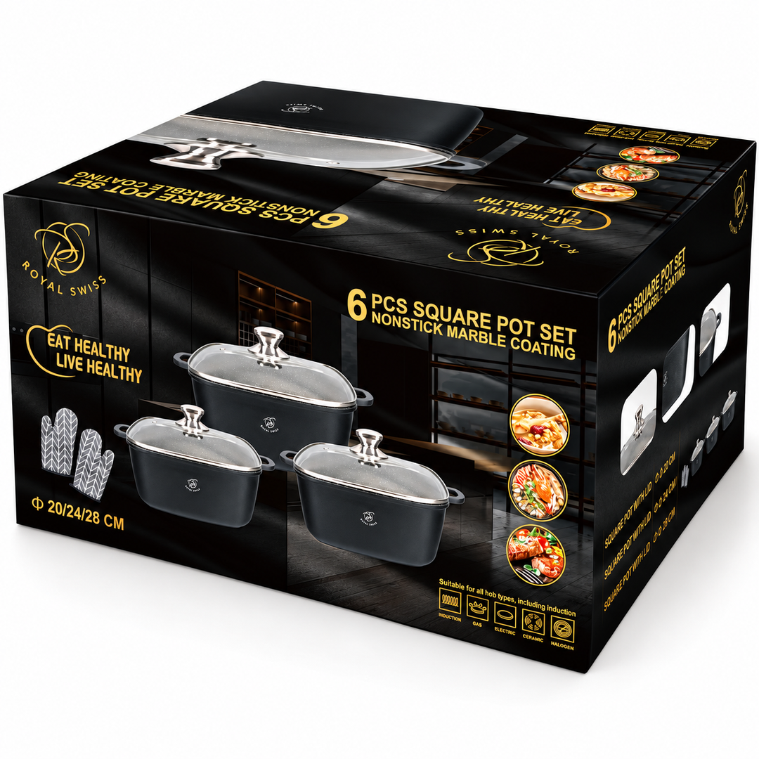 6-Piece Square Cookware Pan Set – Family Cooking