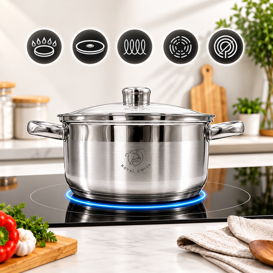10-Piece Stainless Steel Cookware Set – 5 Pots with Glass Lids – Induction – PFAS-Free