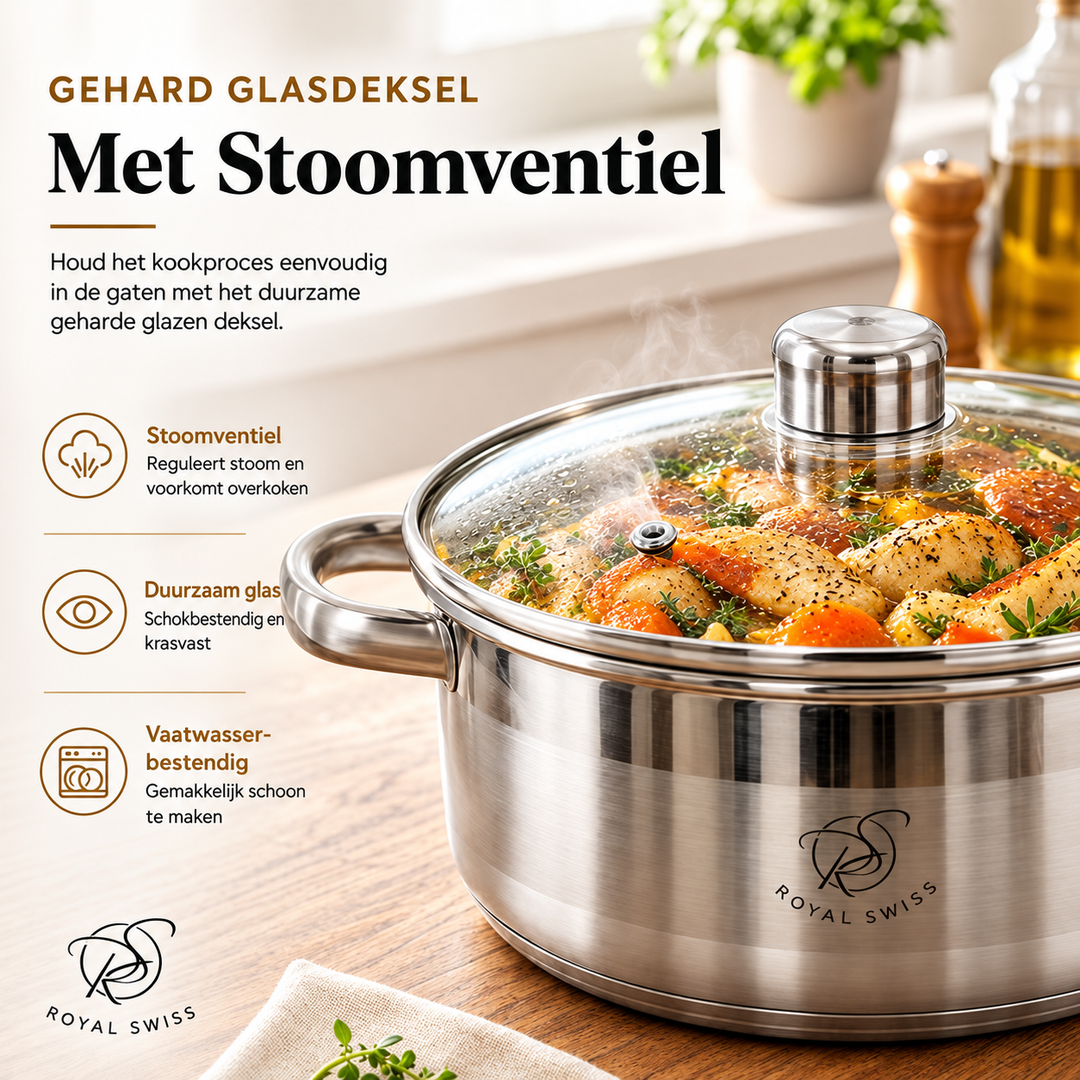10-Piece Stainless Steel Cookware Set – 5 Pots with Glass Lids – Induction – PFAS-Free