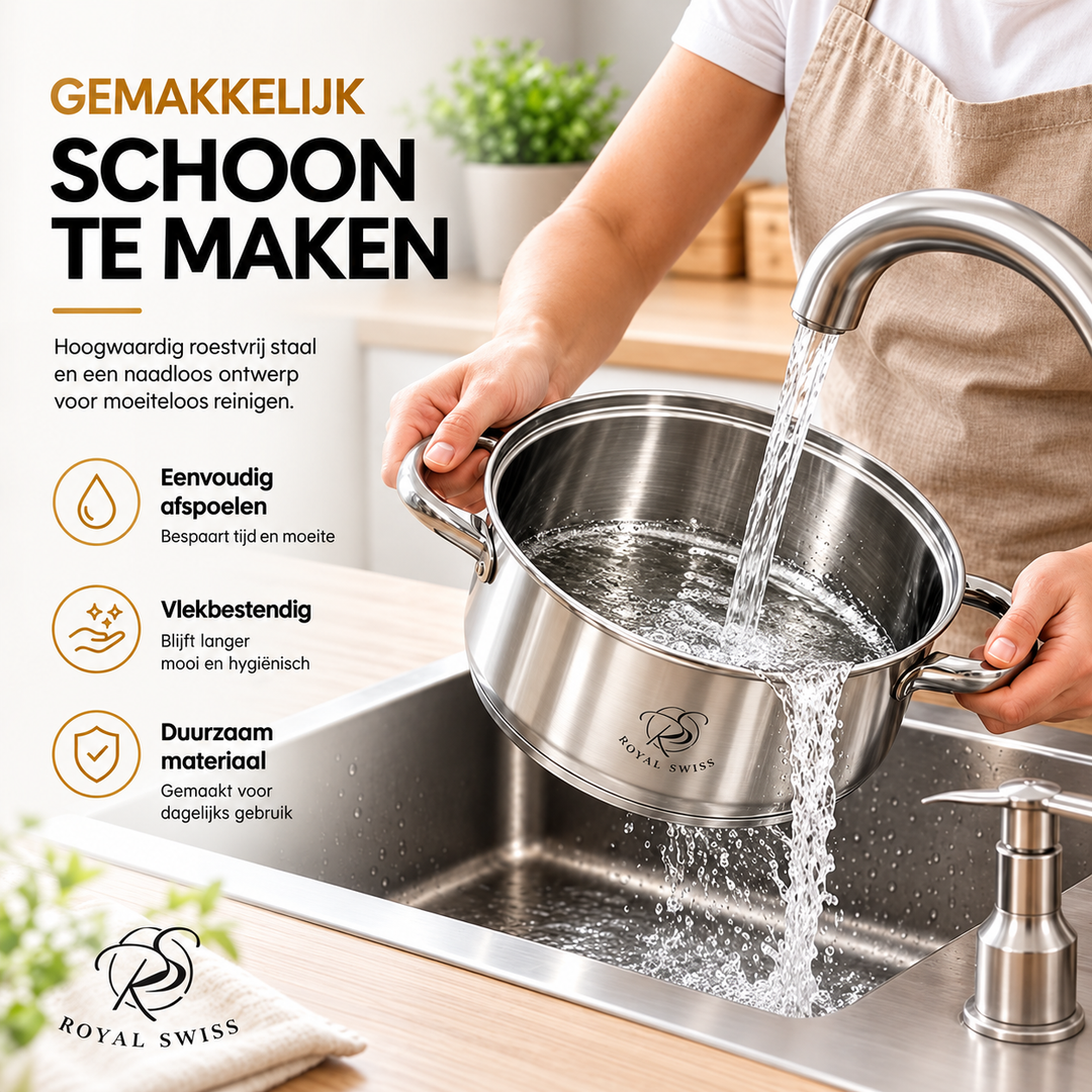 10-Piece Stainless Steel Cookware Set – 5 Pots with Glass Lids – Induction – PFAS-Free