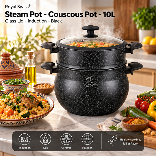 Royal Swiss Stone-Coated Couscous Pot &amp; Steamer feature image 2 