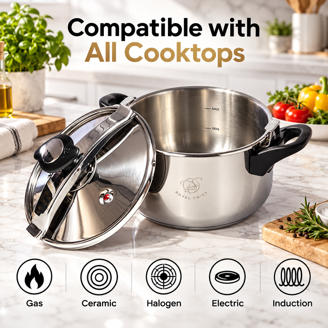 Royal Swiss Stainless Steel Manual Pressure Cooker feature image 2 