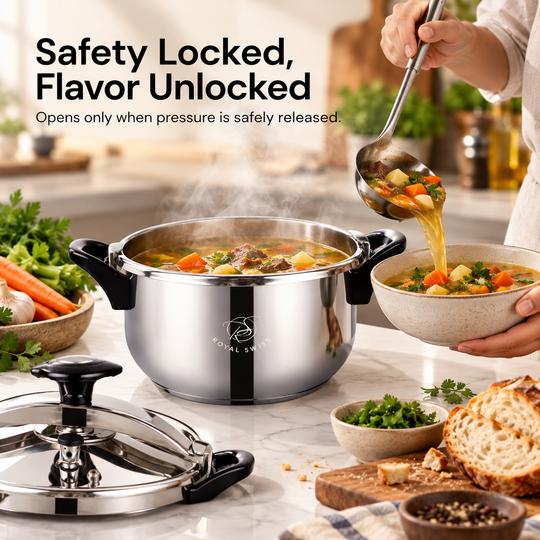 Royal Swiss Stainless Steel Manual Pressure Cooker feature image 7 