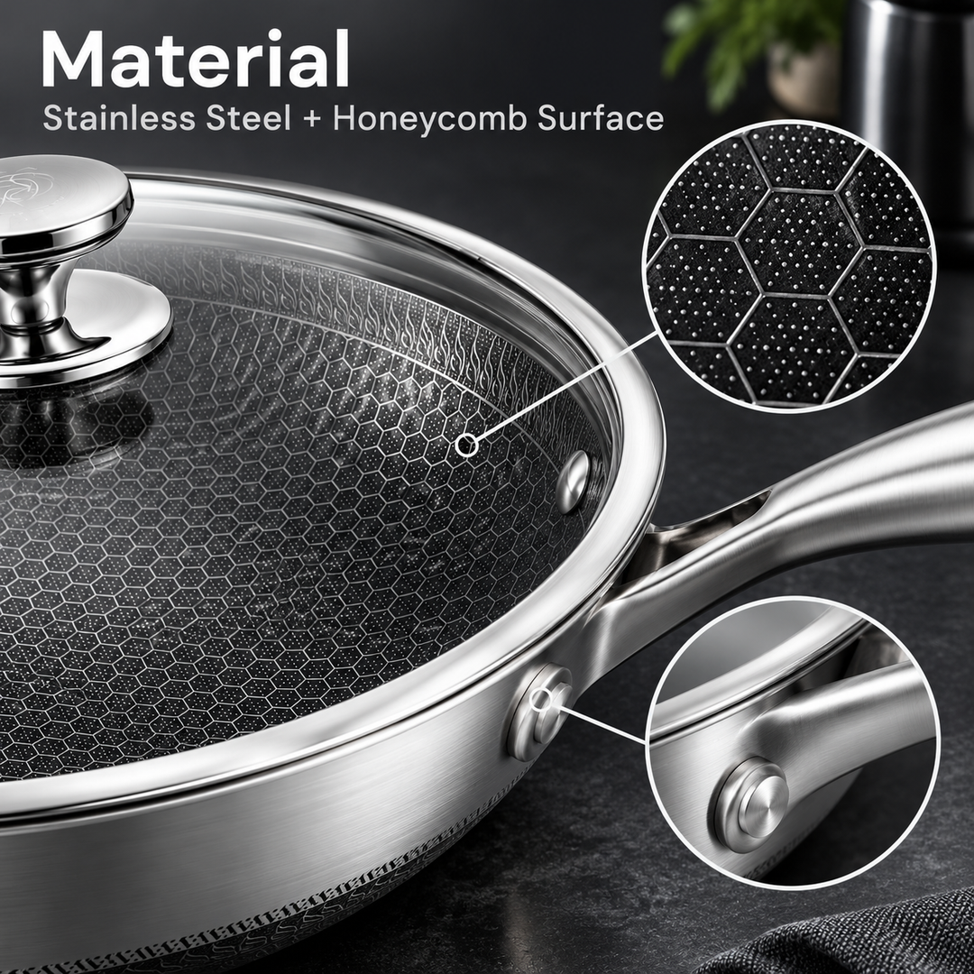32cm Stainless Steel Wok with Lid – Stir-Fry Pan