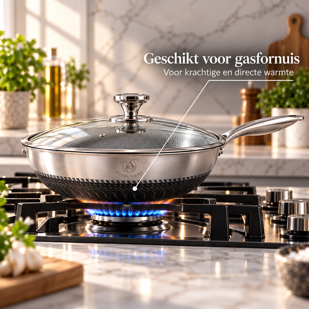 32cm Stainless Steel Wok with Lid – Stir-Fry Pan