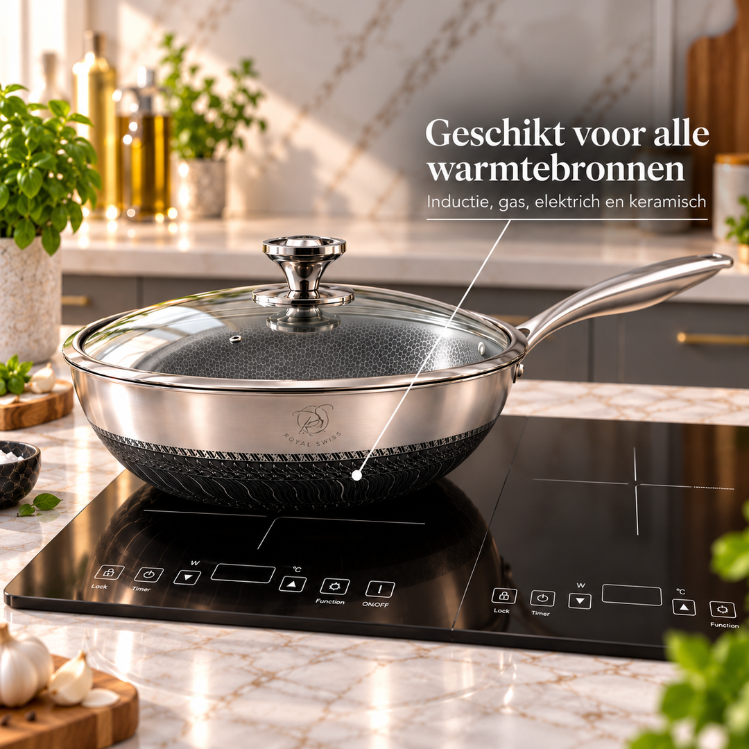 32cm Stainless Steel Wok with Lid – Stir-Fry Pan