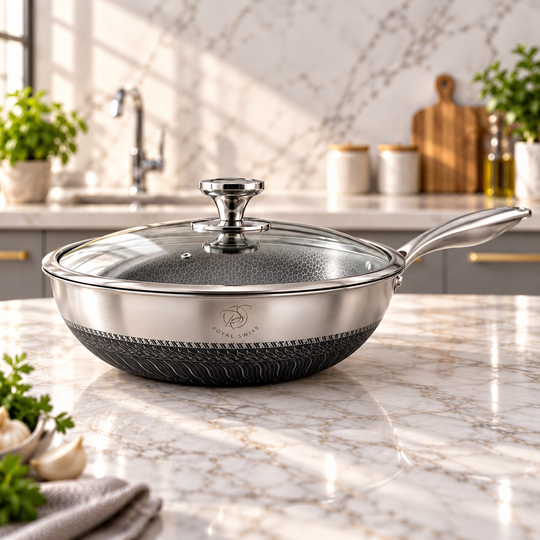 32cm Stainless Steel Wok with Lid – Stir-Fry Pan
