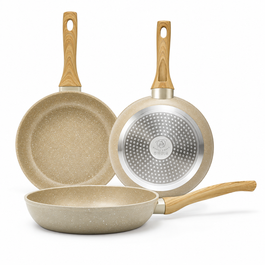 Royal Swiss 3-Piece Frying Pan Set Beige product view 