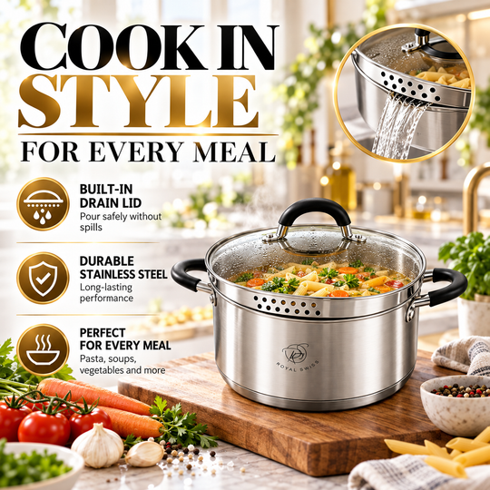 Royal Swiss 6-Piece Stainless Steel Casserole Set Black product view 