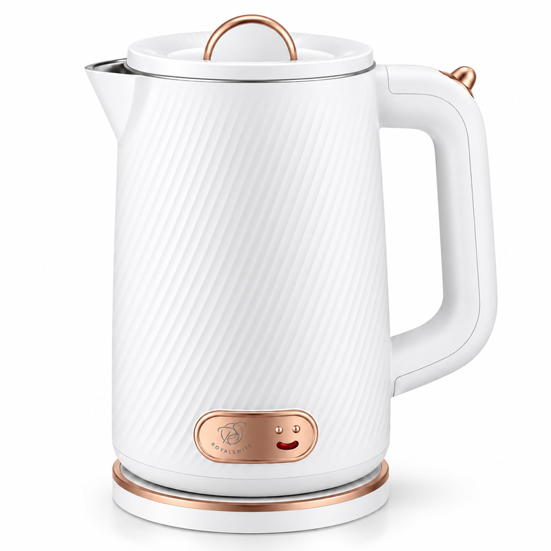 1.8L Electric Kettle – 1500W, White & Rose Gold