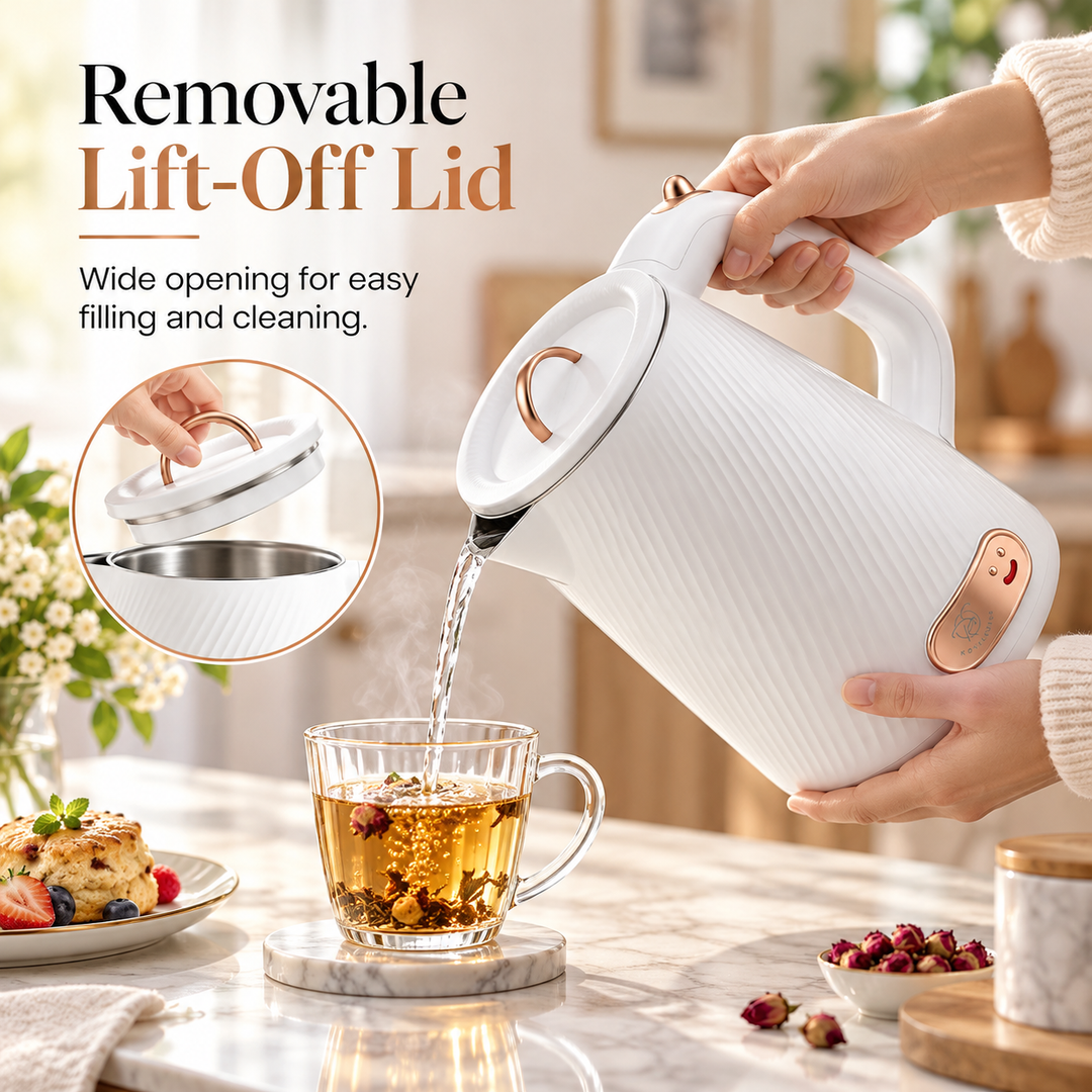 1.8L Electric Kettle – 1500W, White &amp; Rose Gold