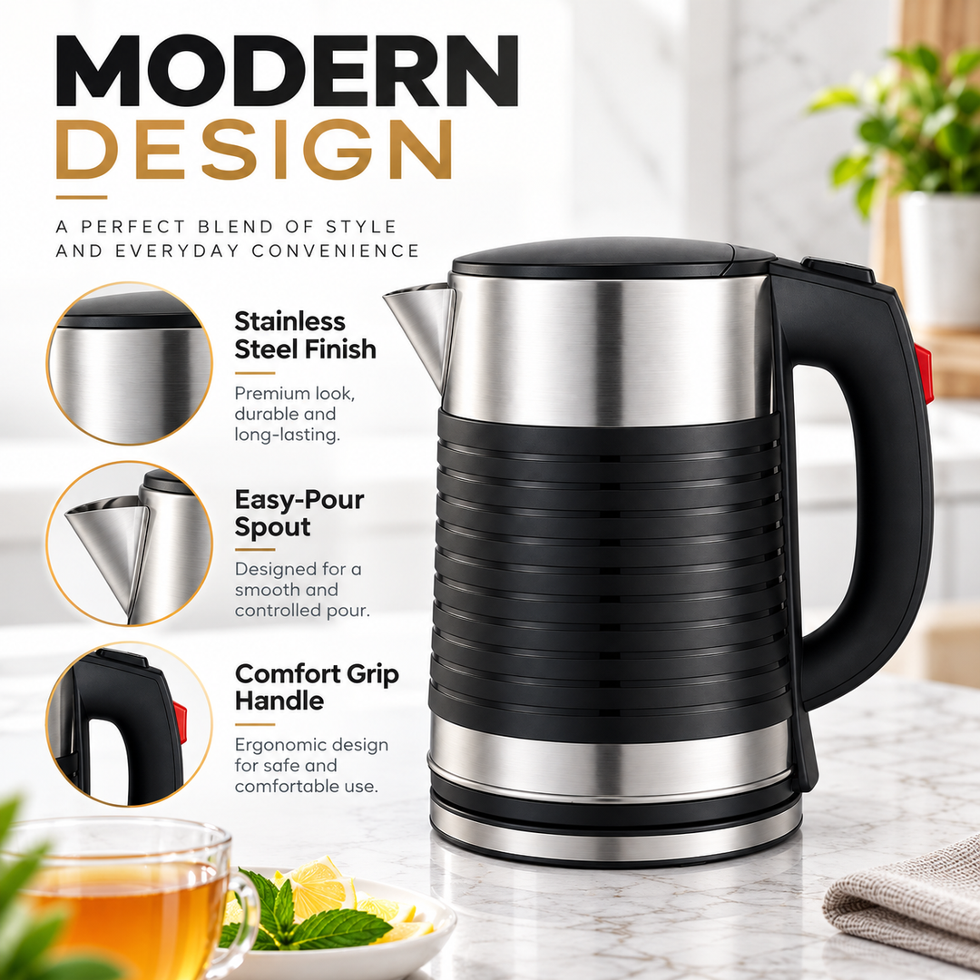 Royal Swiss 2.5L Electric Kettle – 1500W Stainless Steel