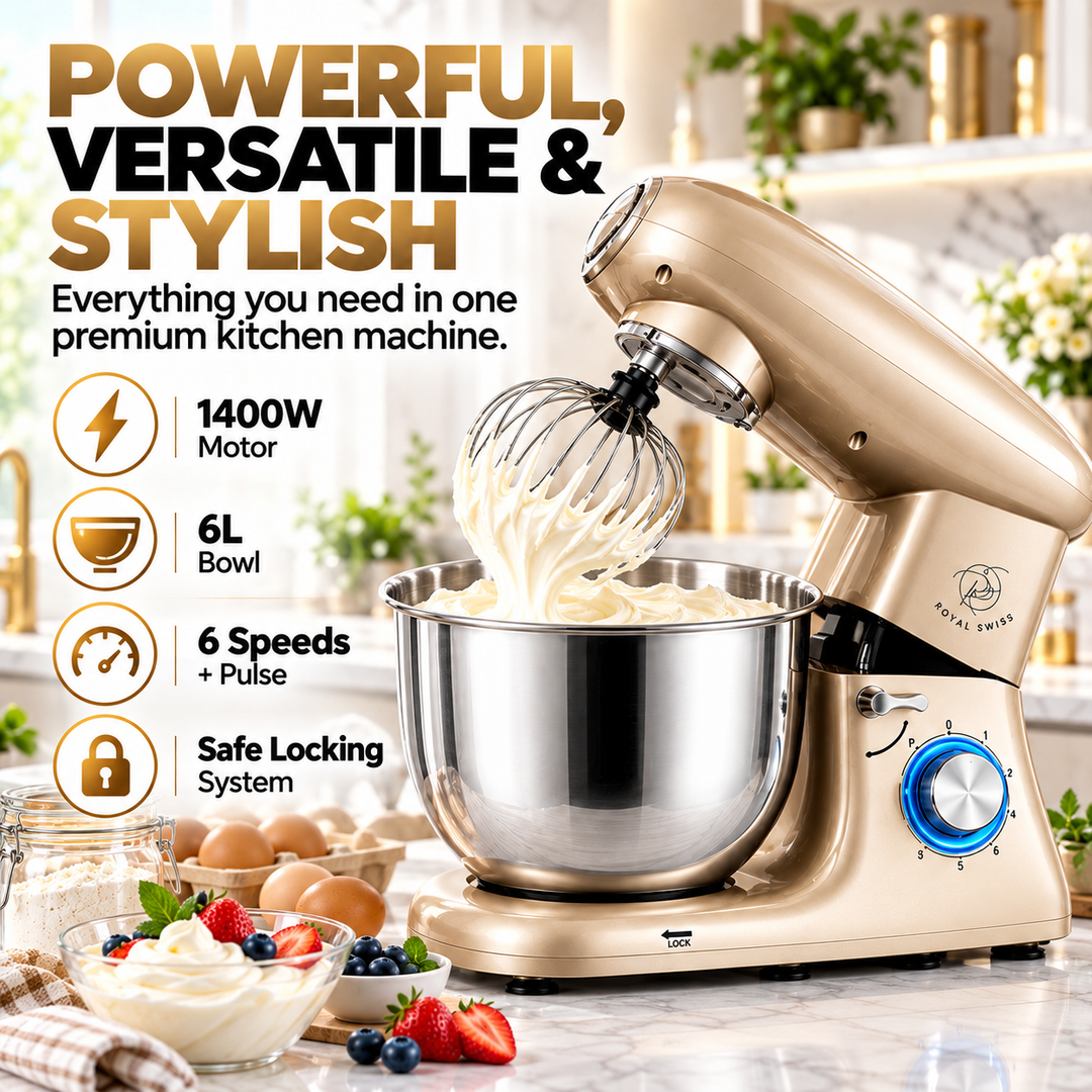Royal Swiss 6L 3-in-1 Stand Mixer Beige detail image 