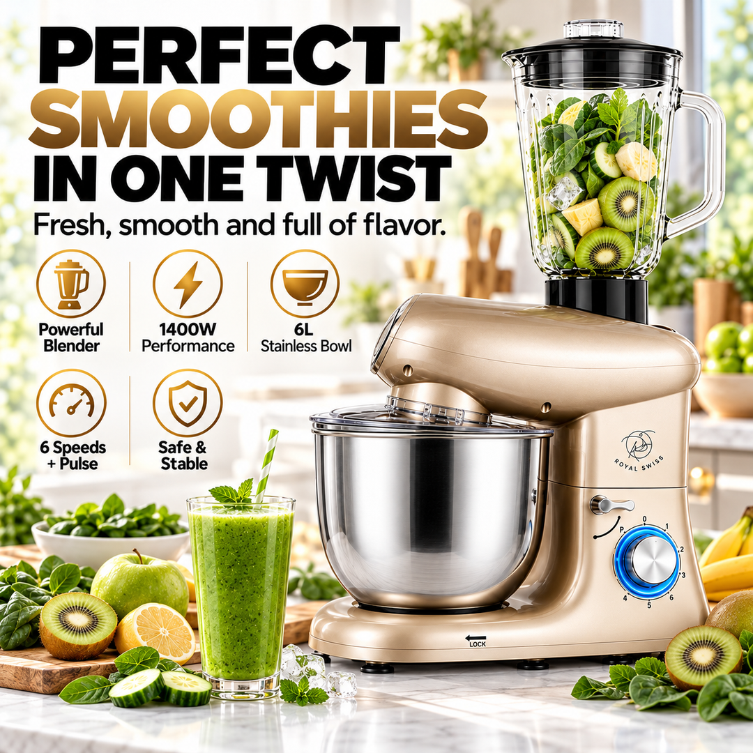 Royal Swiss 6L 3-in-1 Stand Mixer Beige mixing feature 