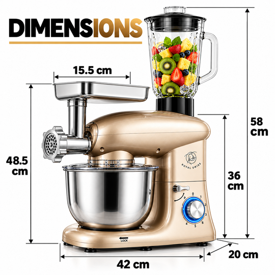 Royal Swiss 6L 3-in-1 Stand Mixer Beige feature image 