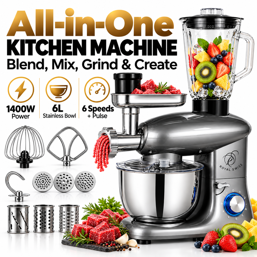 Royal Swiss 6L 3-in-1 Stand Mixer Grey product view 
