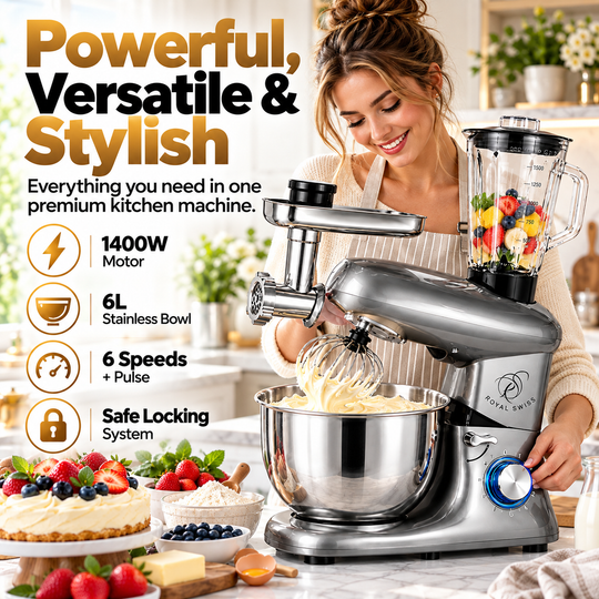Royal Swiss 6L 3-in-1 Stand Mixer Grey detail image 