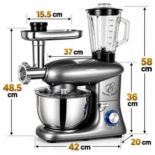 Royal Swiss 6L 3-in-1 Stand Mixer Grey feature image 