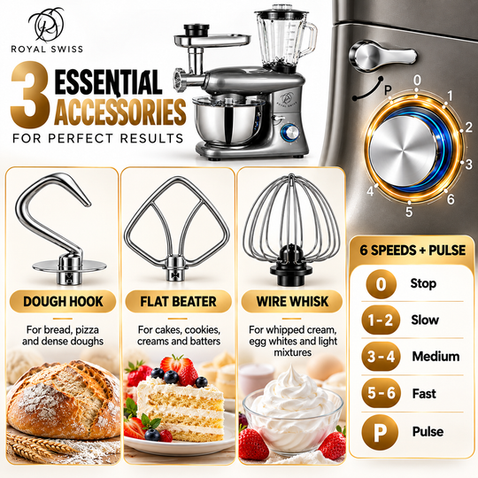 Royal Swiss 6L 3-in-1 Stand Mixer Grey kitchen use 