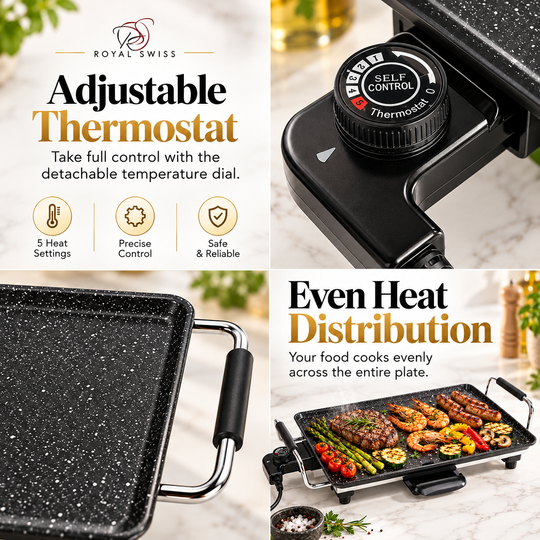 Electric Teppanyaki Grill 46cm / 90cm – 2000W Non-Stick Plancha