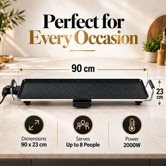 Electric Teppanyaki Grill 46cm / 90cm – 2000W Non-Stick Plancha