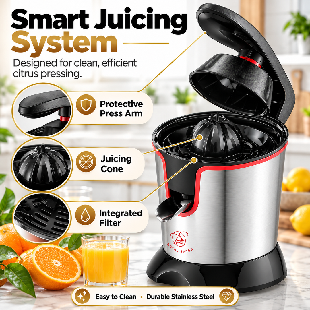 JE-630H Electric Citrus Juicer 300W – Stainless Steel Lever Press