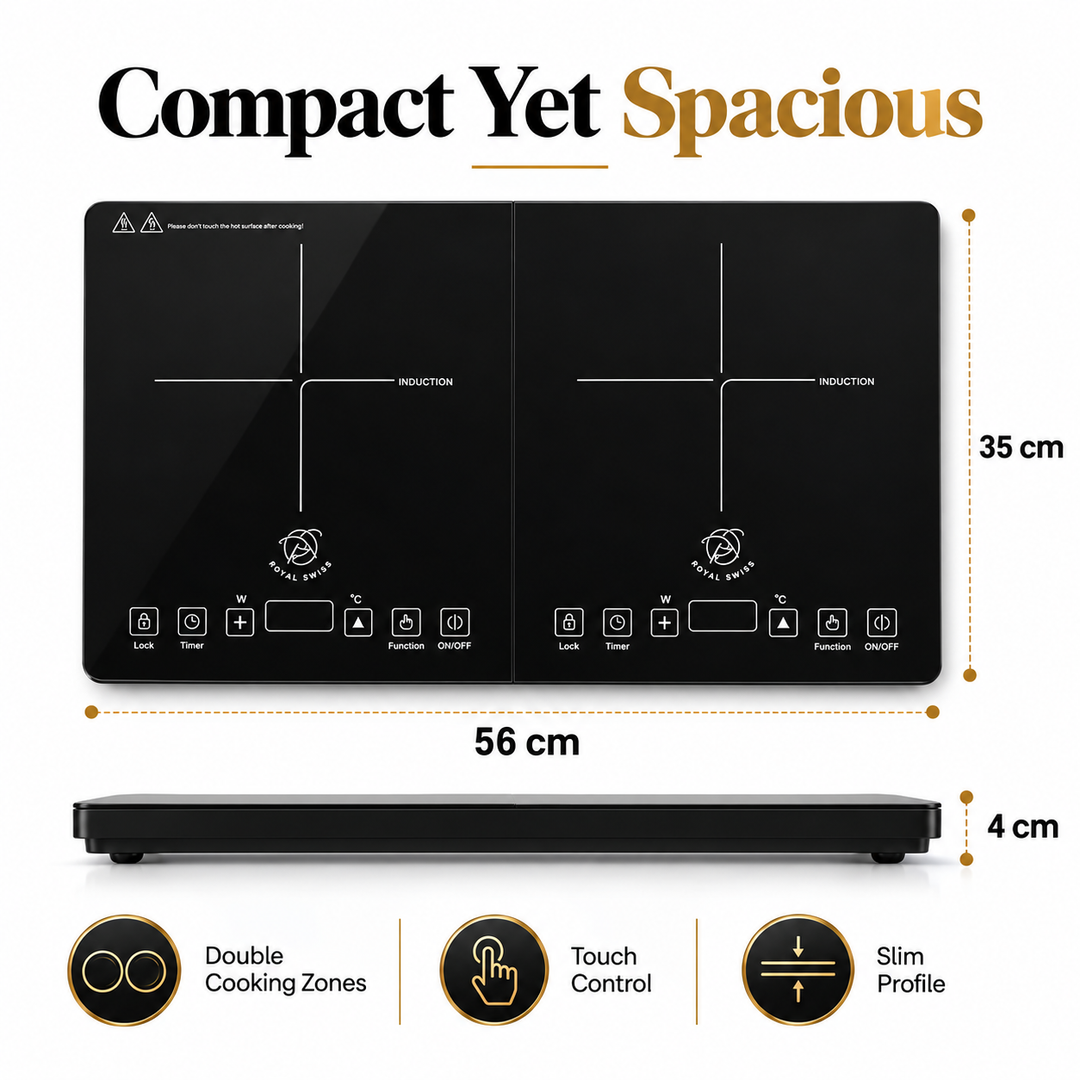 Piano cottura a induzione doppio 3500W – 2 zone, controllo touch