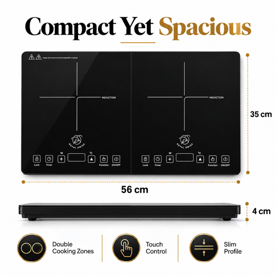 Piano cottura a induzione doppio 3500W – 2 zone, controllo touch