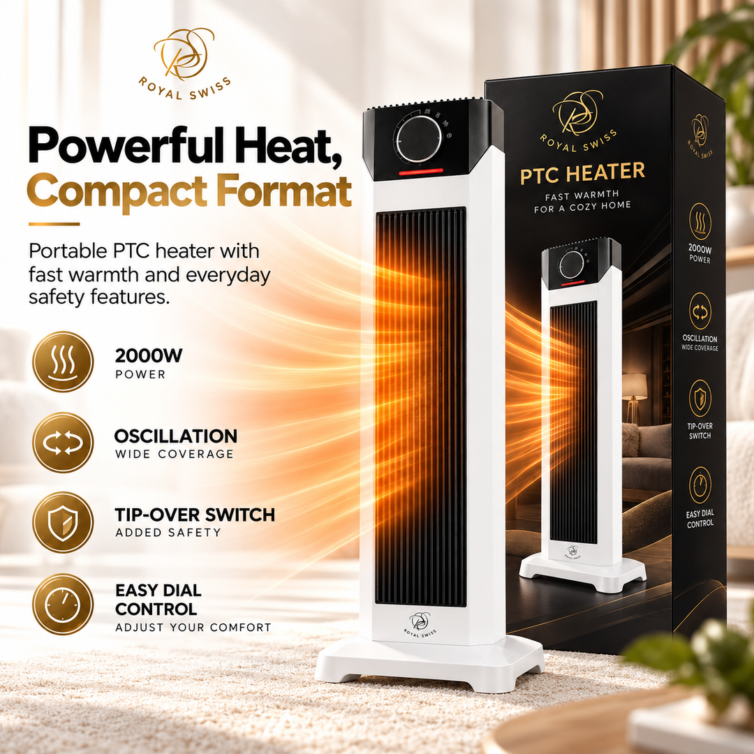 Calefactor eléctrico PTC portátil – Ajustes de temperatura regulables