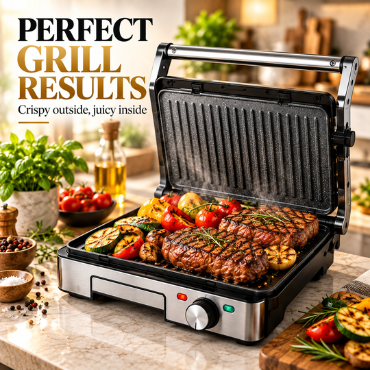 1800W Contact Grill – Removable Non-Stick Plates &amp; Panini Press
