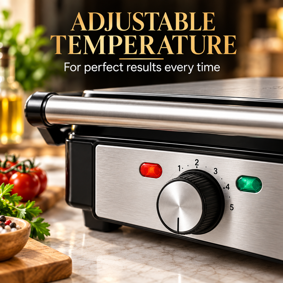 1800W Contact Grill – Removable Non-Stick Plates &amp; Panini Press