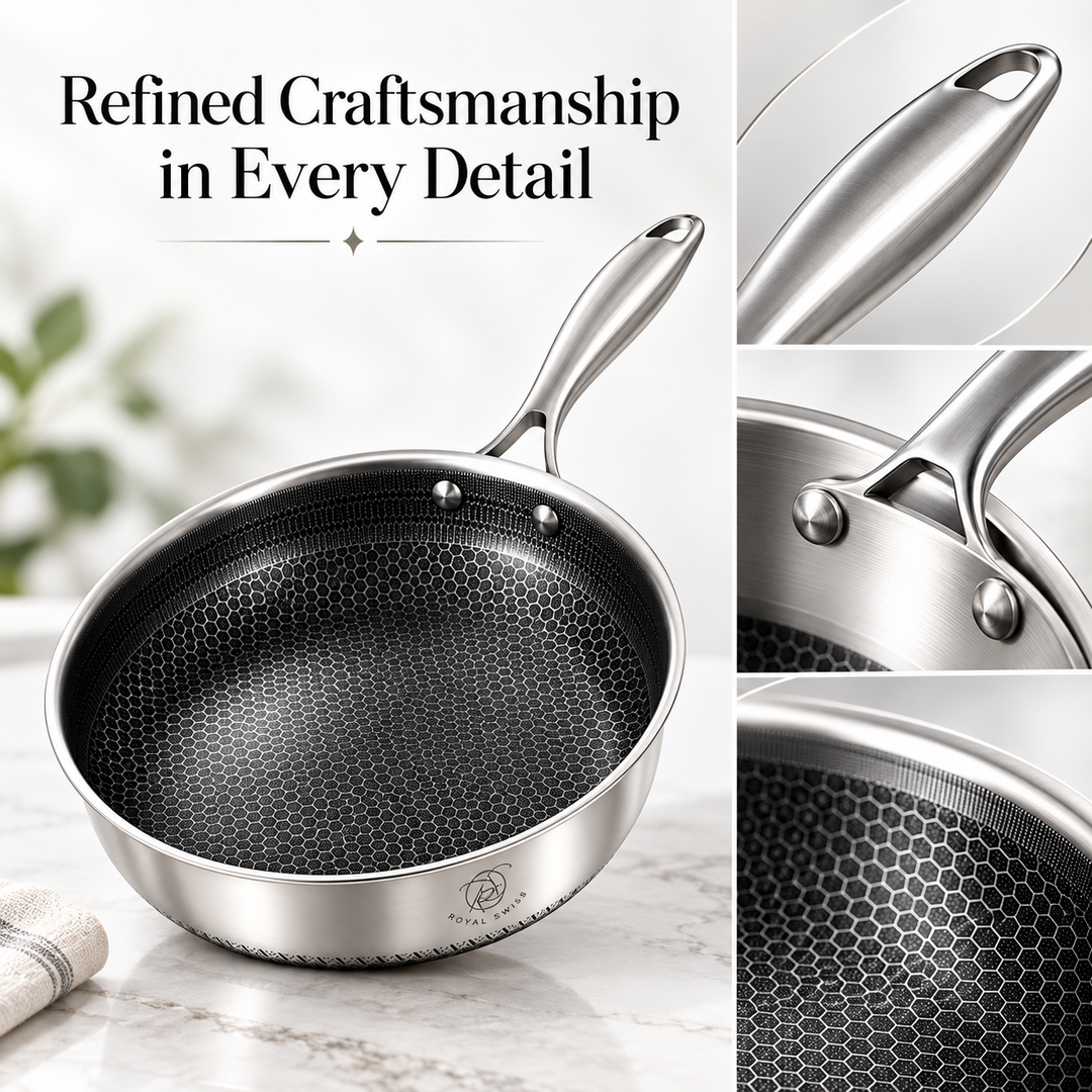10-Piece 3-Ply Stainless Steel Cookware Set – Honeycomb Non-Stick – Induction