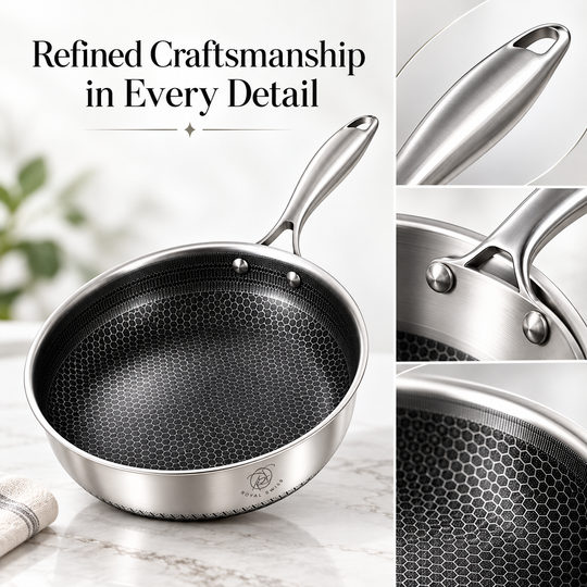 10-Piece 3-Ply Stainless Steel Cookware Set – Honeycomb Non-Stick – Induction