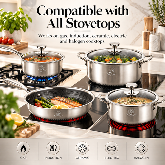 10-Piece 3-Ply Stainless Steel Cookware Set – Honeycomb Non-Stick – Induction