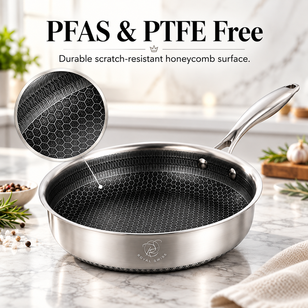 10-Piece 3-Ply Stainless Steel Cookware Set – Honeycomb Non-Stick – Induction