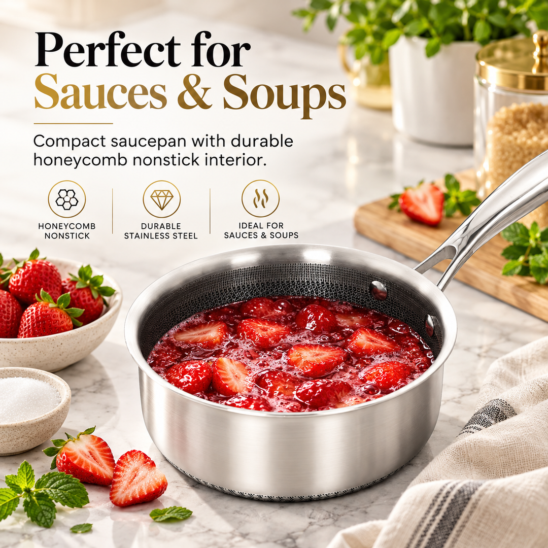 10-Piece 3-Ply Stainless Steel Cookware Set – Honeycomb Non-Stick – Induction