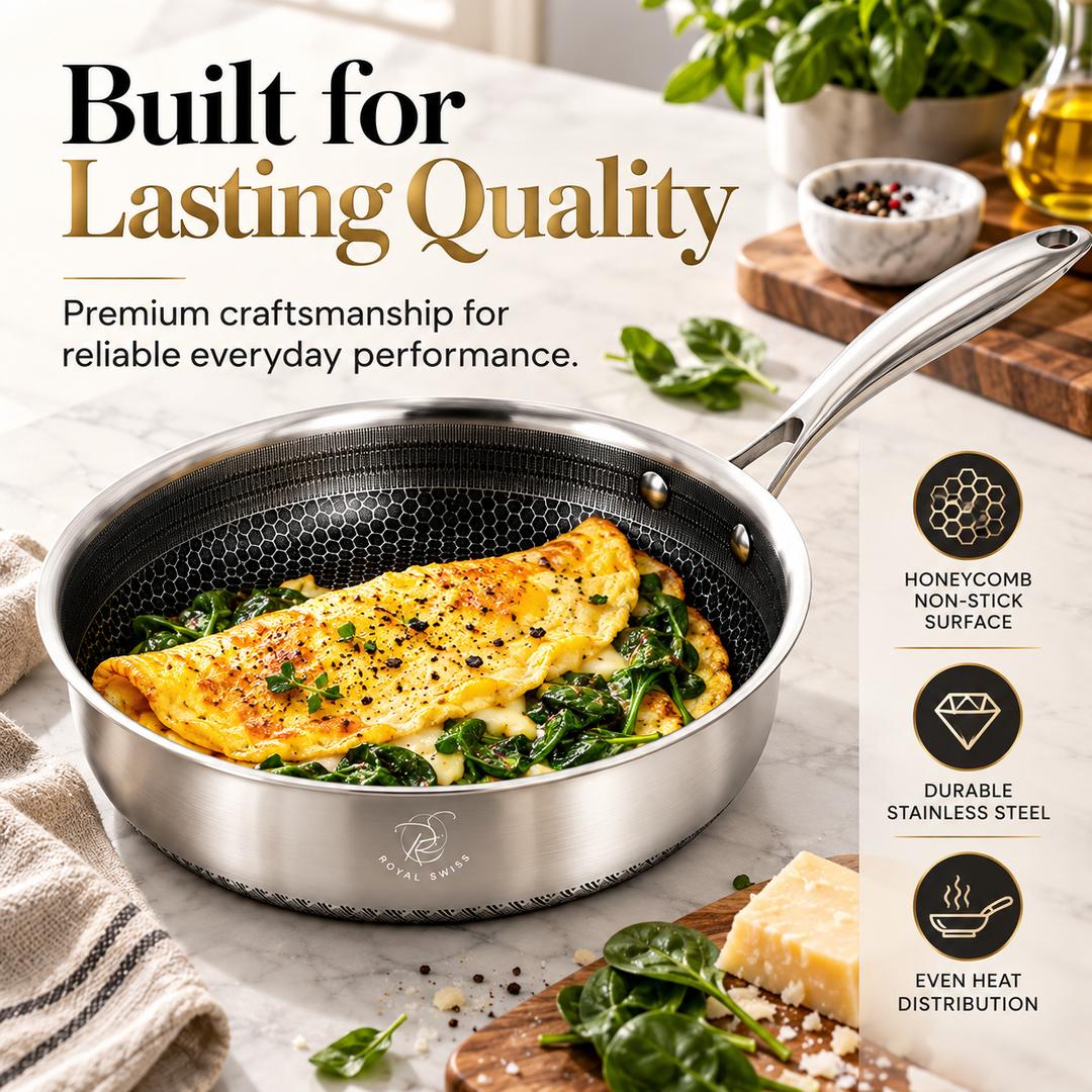 10-Piece 3-Ply Stainless Steel Cookware Set – Honeycomb Non-Stick – Induction