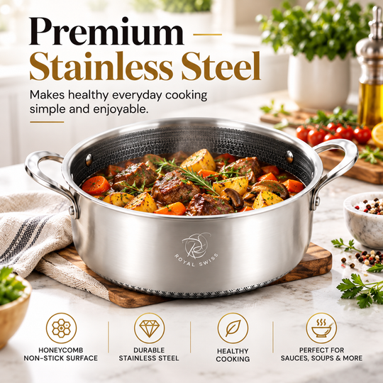 10-Piece 3-Ply Stainless Steel Cookware Set – Honeycomb Non-Stick – Induction